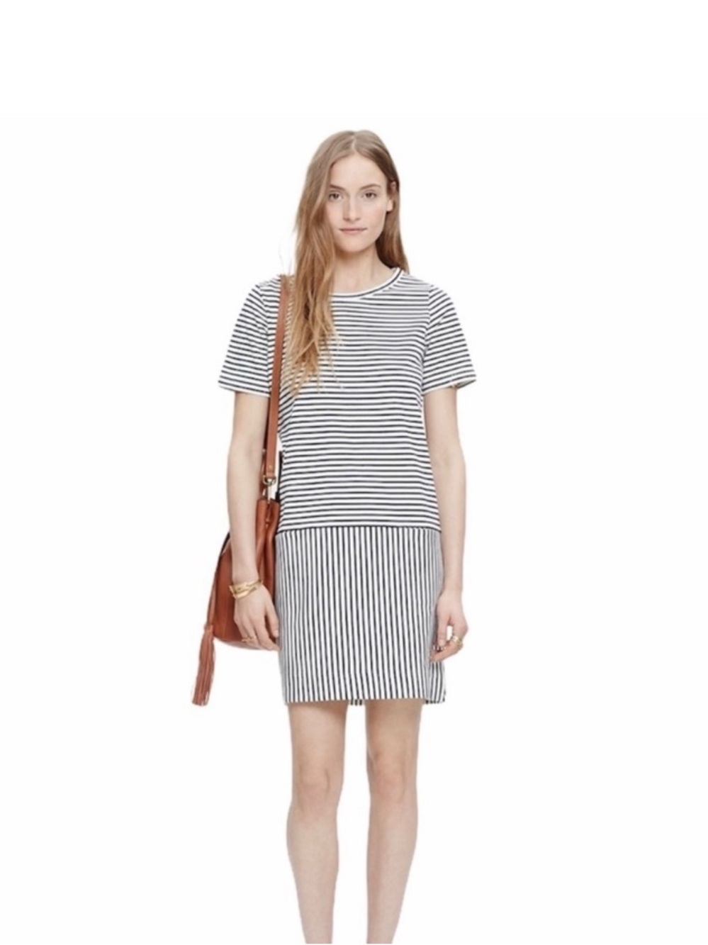 Madewell Navy and White Striped Mini T-shirt